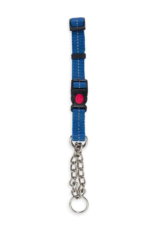 Reflective Martingale Chain Dog Collar Blue
