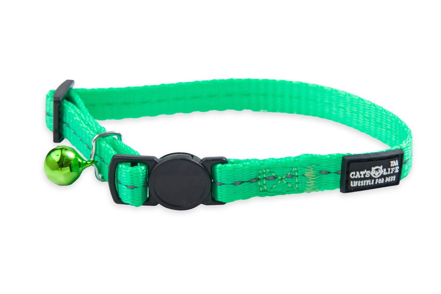 Reflective Supersoft Webbing Cat Collar Spring Green