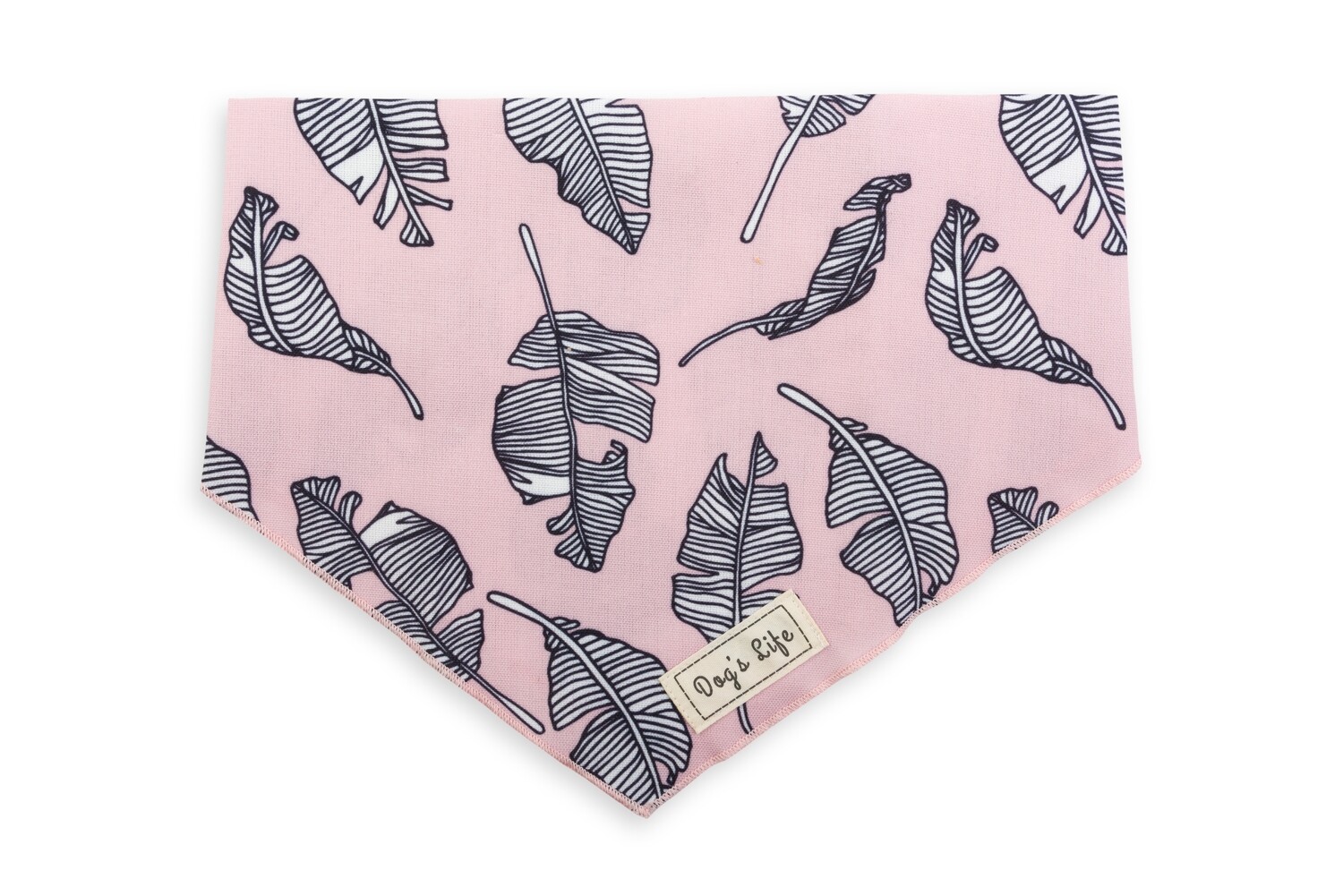 Black &amp; White Leaves Bandana Pink