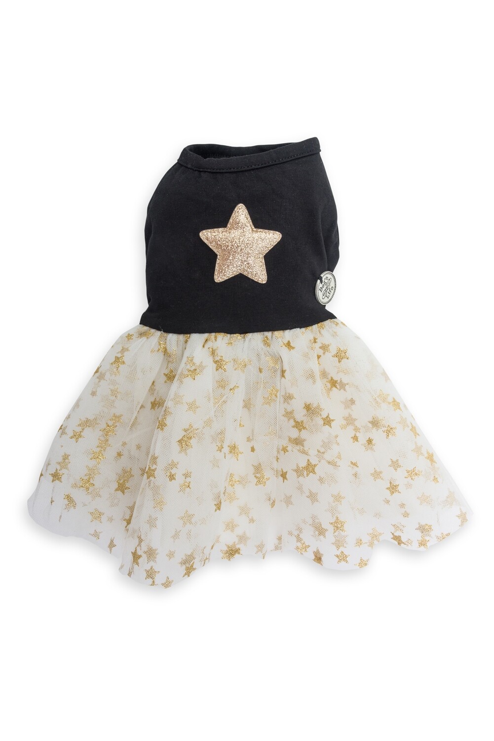 Gold Star Organza Dress Black