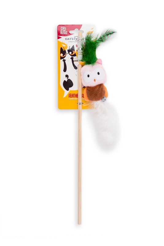 Cat Dangler Owl W/ White Feather 24cm