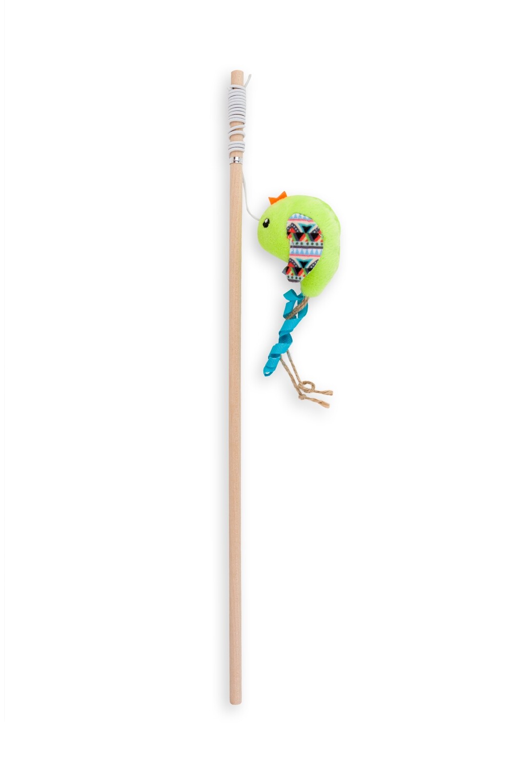 Cat Dangler Bird W/ Blue Feather 14cm