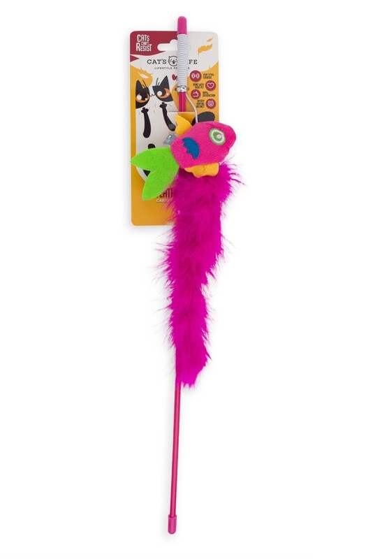 Cat Toy Dangler Fish and Fluffy Hot Pink