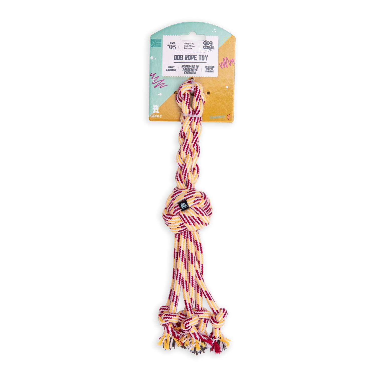 Ball with Tassel Rope Dog Toy 31cm, Rope Colours: Ball with Tassel Rope Yellow