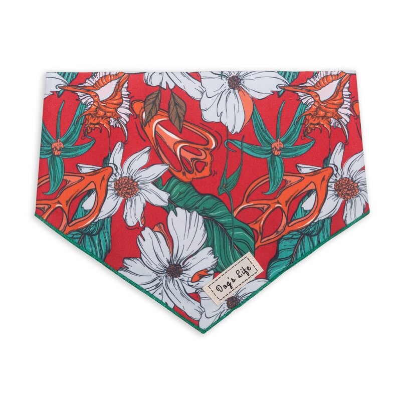 Christmas Bandana Festive Flowers Red