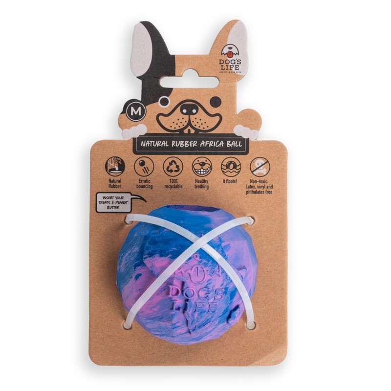 Dog&#39;s Life Natural Rubber Dog Toy Africa Marble Blue