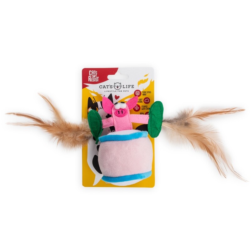 Cat Toy Funny Pig w/ Feather