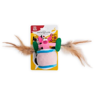 Cat Toy Funny Pig w/ Feather