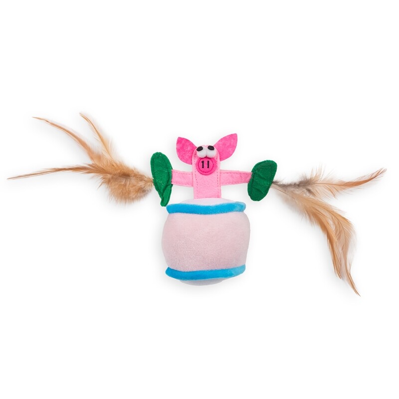 Cat Toy Funny Pig w/ Feather