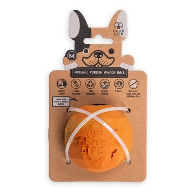 Dog&#39;s Life Natural Rubber Dog Toy Africa Marble Orange