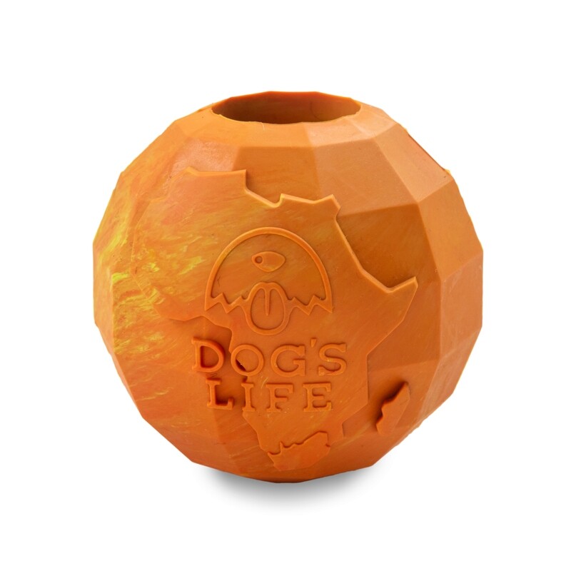 Dog's Life Natural Rubber Dog Toy Africa Marble Orange