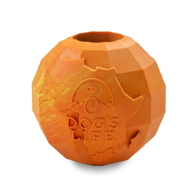 Dog's Life Natural Rubber Dog Toy Africa Marble Orange