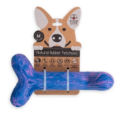 Dog&#39;s Life Natural Rubber Dog Toy Fetchstix Marble Blue