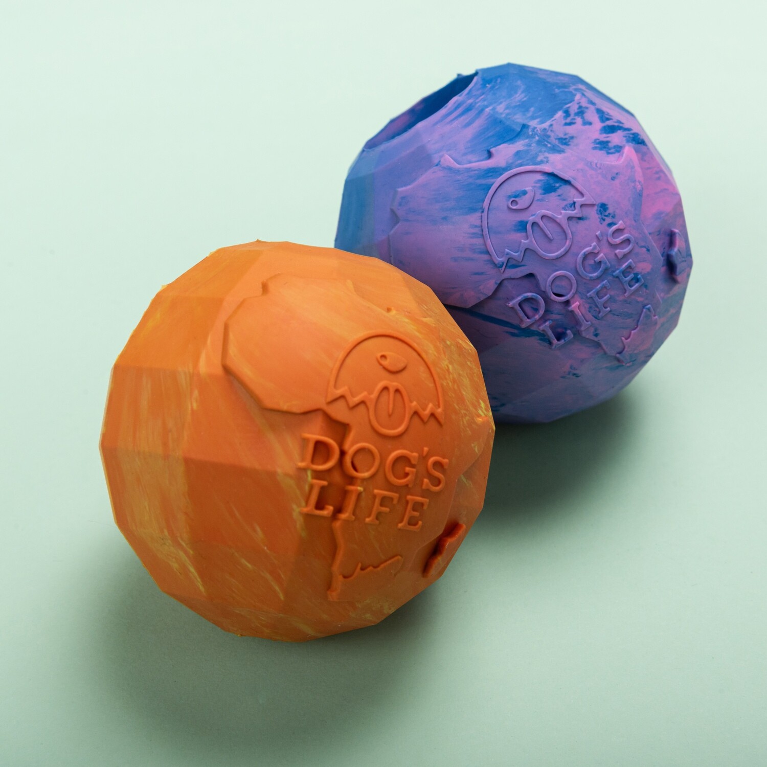 Dog's Life Natural Rubber Dog Toy Africa Marble Orange