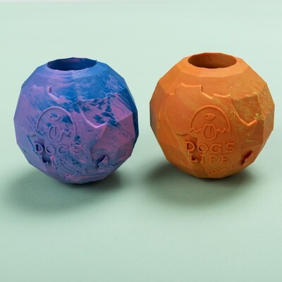 Dog's Life Natural Rubber Dog Toy Africa Marble Orange