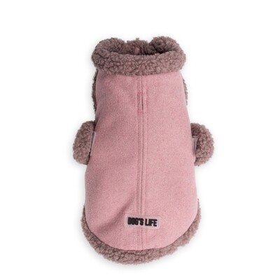 Wool Winter Coat with Sherpa Fleece Pink