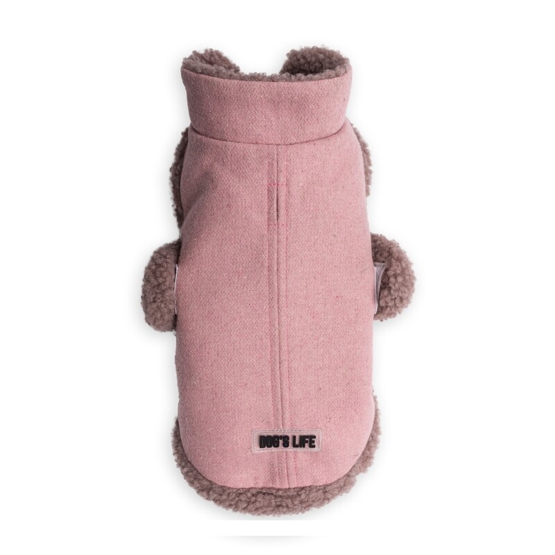 Wool Winter Coat with Sherpa Fleece Pink