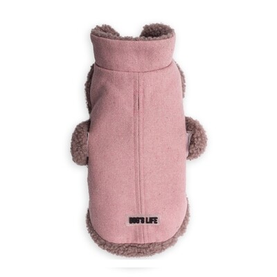 Wool Winter Coat with Sherpa Fleece Pink