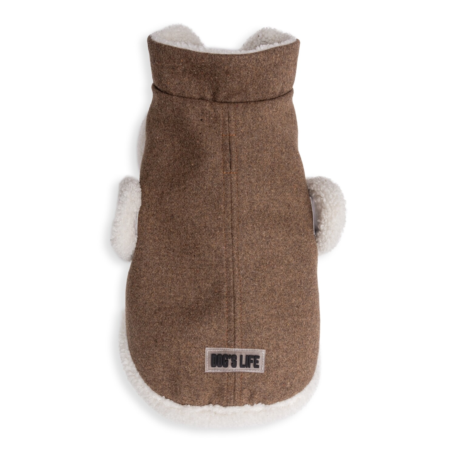 Wool Winter Coat with Sherpa Fleece Brown