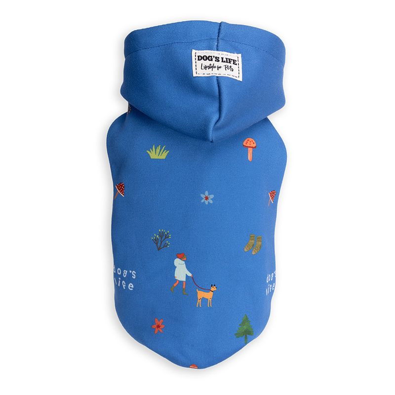 Nature Loving Pup Winter Hoodie Blue