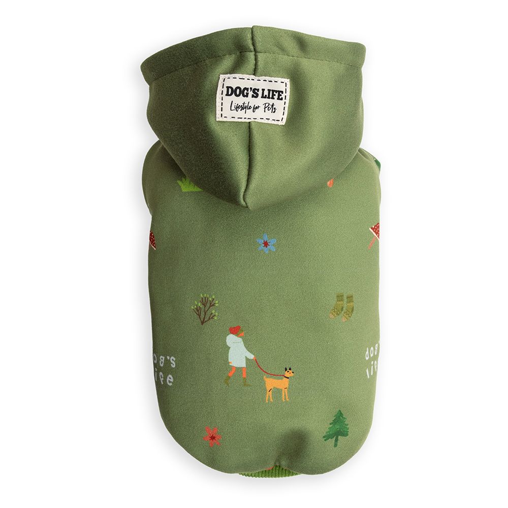 Nature Loving Pup Winter Hoodie Green
