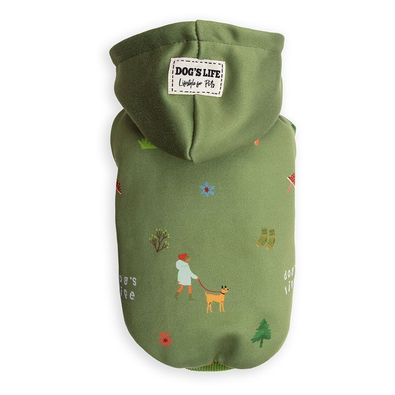 Nature Loving Pup Winter Hoodie Green