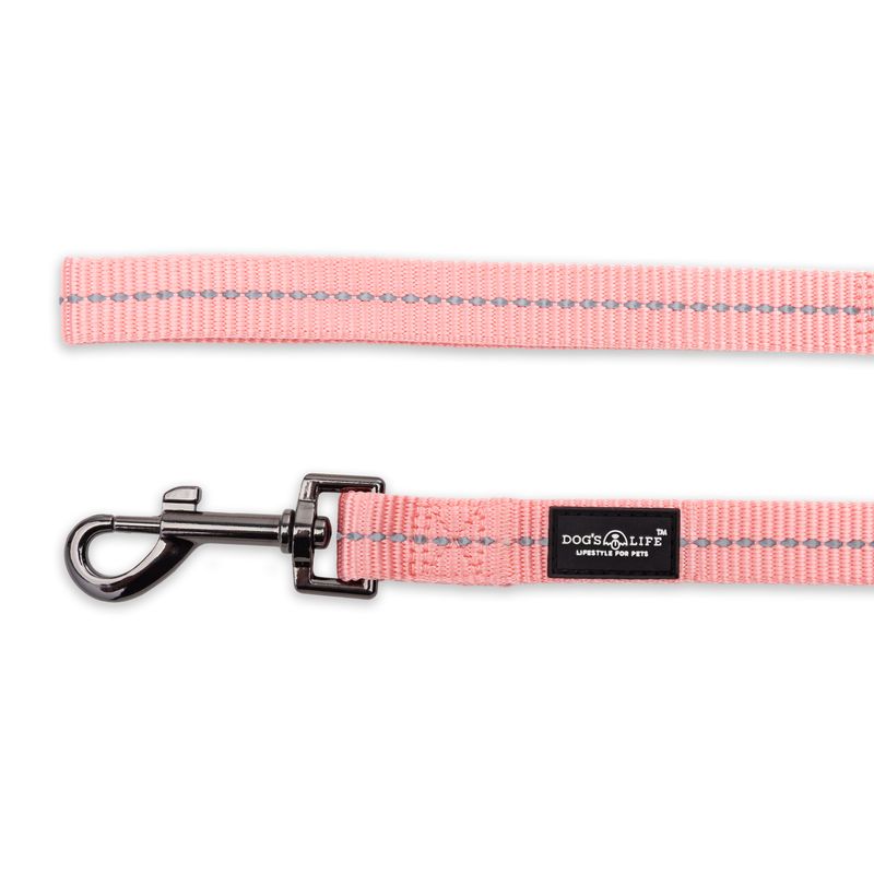 Reflective Supersoft Webbing Leash Coral Pink
