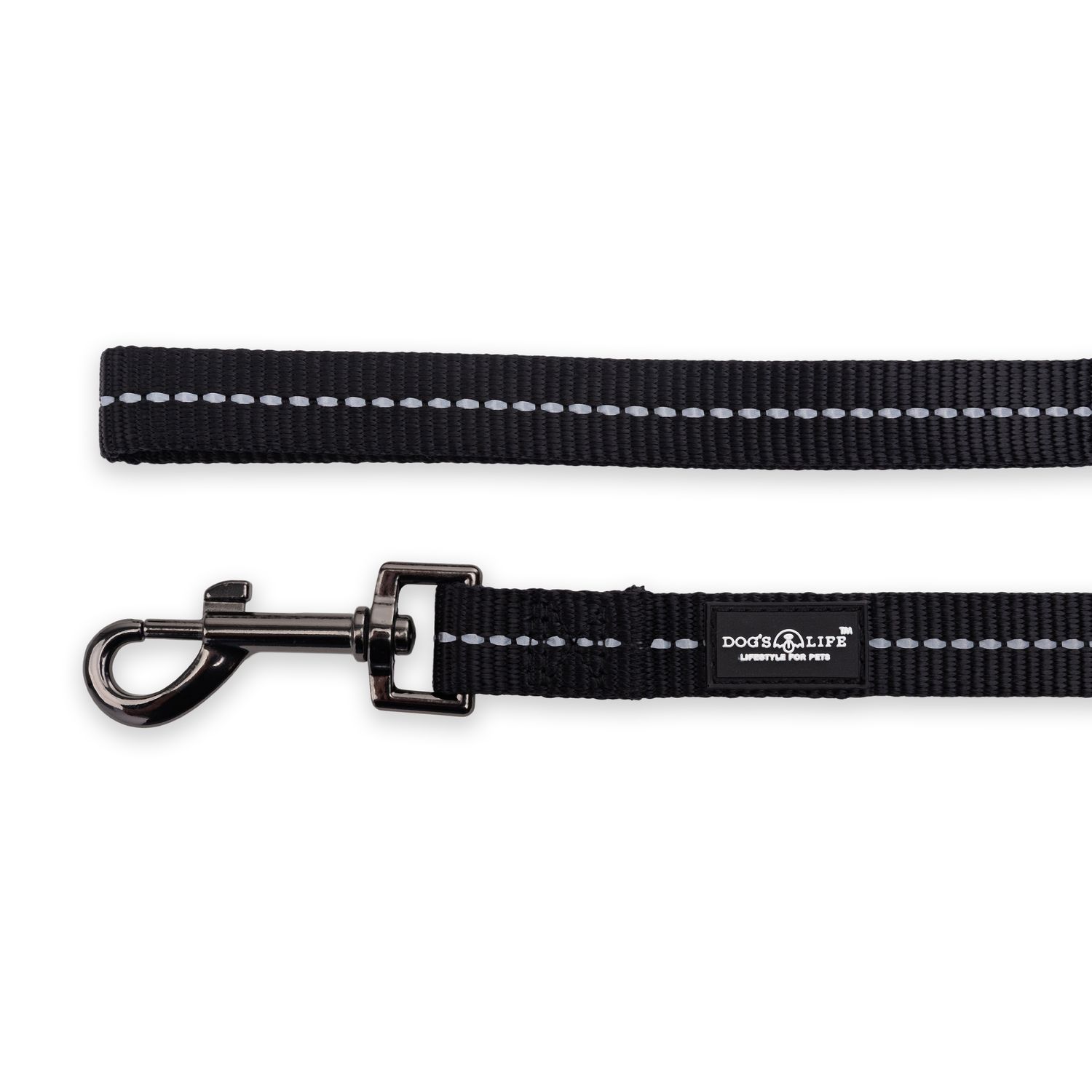 Reflective Supersoft Webbing Leash Black