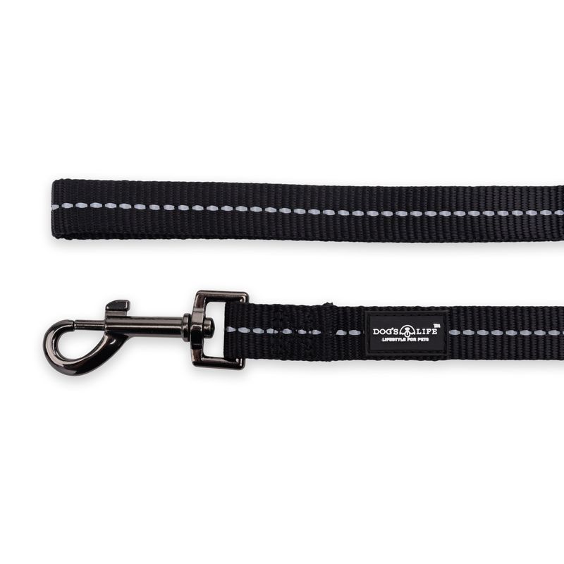 Reflective Supersoft Webbing Leash Black