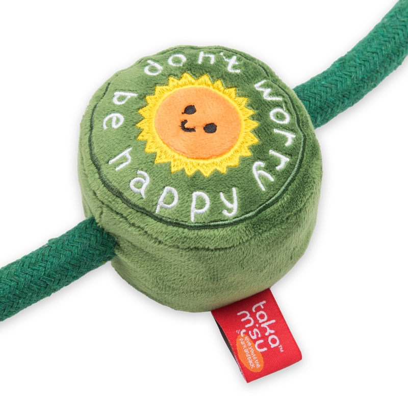 Don't Worry Plush with Squeaker Rope Toy Green 39cm