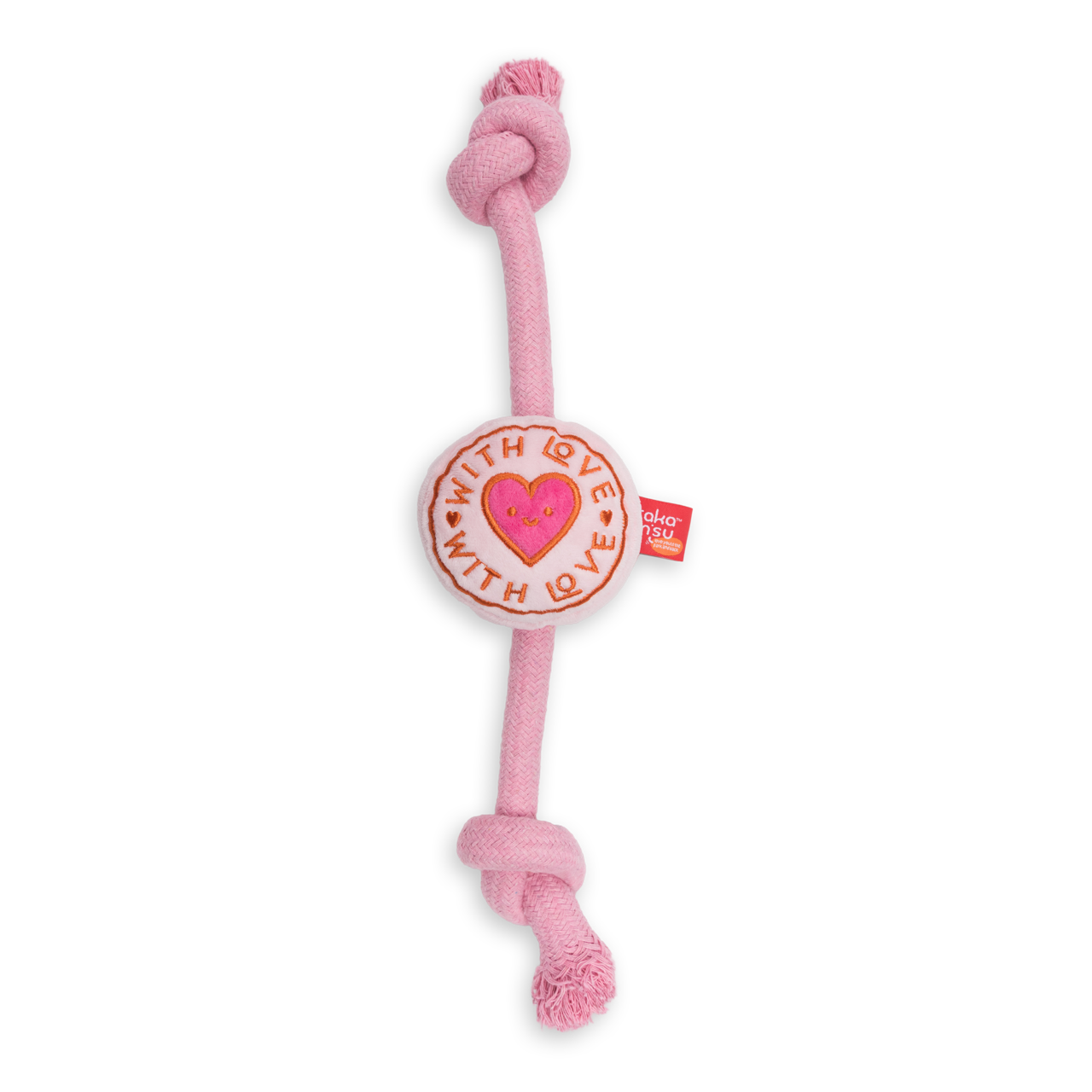 With Love Plush with Squeaker Rope Toy Pink 39cm