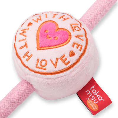 With Love Plush with Squeaker Rope Toy Pink 39cm