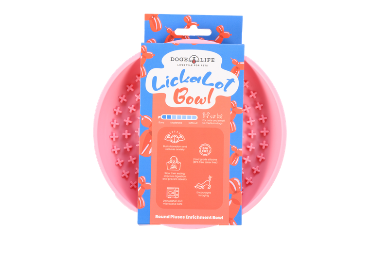 Lickalot Round Pluses Enrichment Bowl Pink