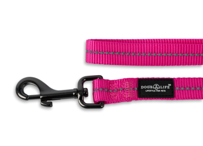 Reflective Supersoft Webbing Leash Hot Pink