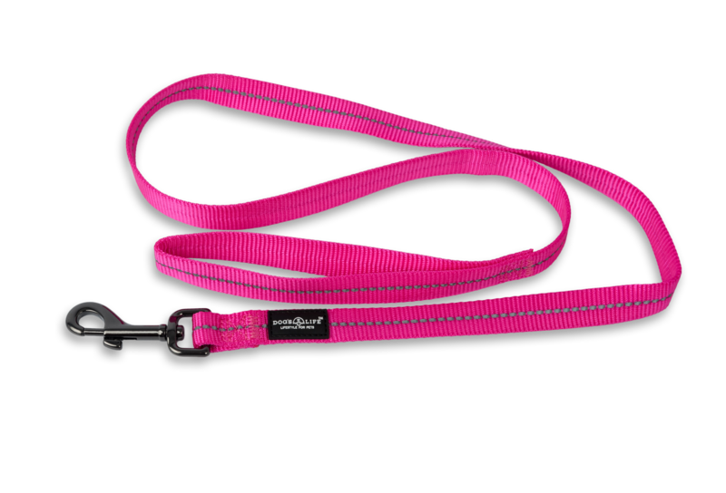 Reflective Supersoft Webbing Leash Hot Pink