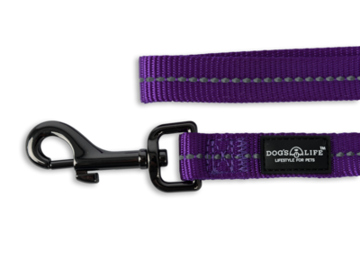 Reflective Supersoft Webbing Leash Purple