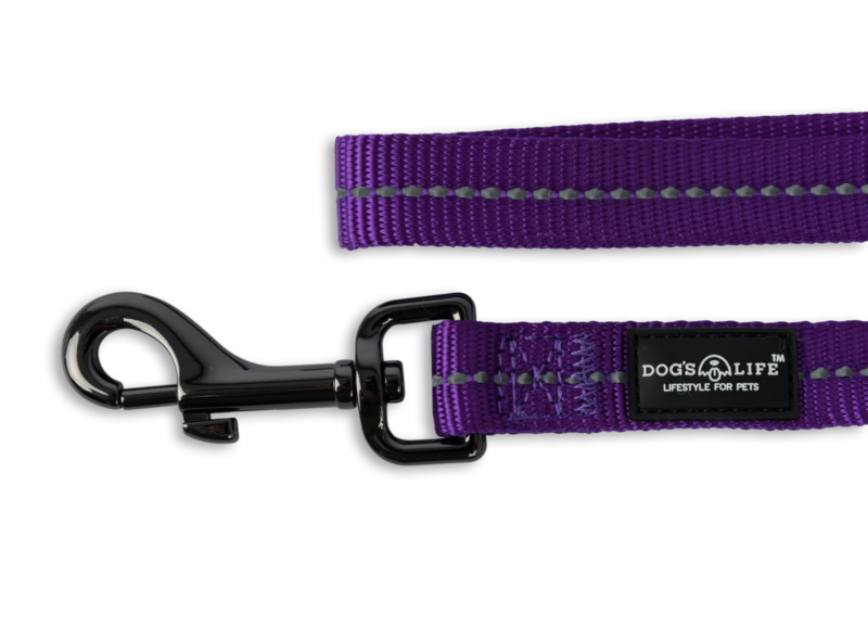 Reflective Supersoft Webbing Leash Purple
