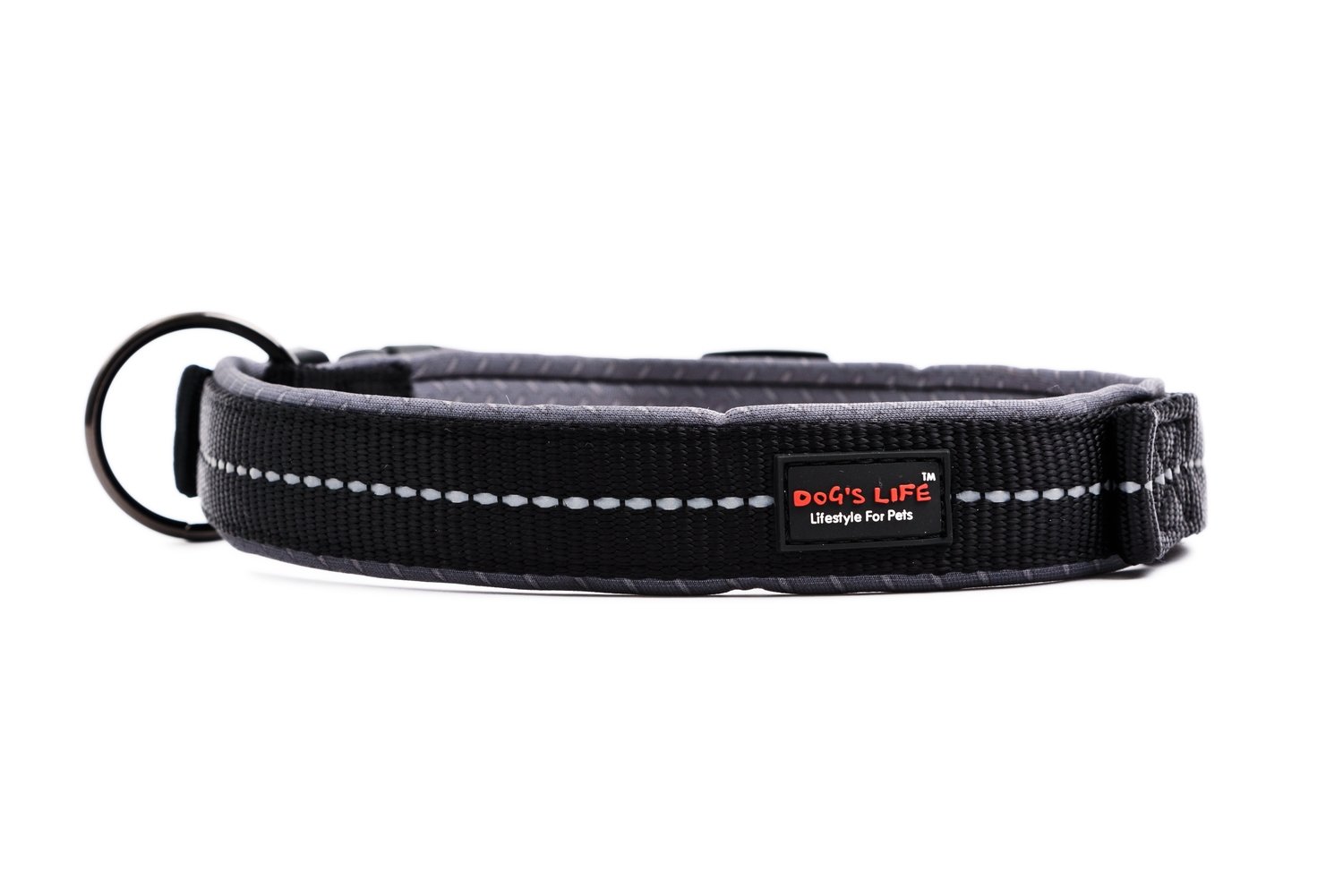 Reflective Supersoft Webbing Neoprene Collar Black