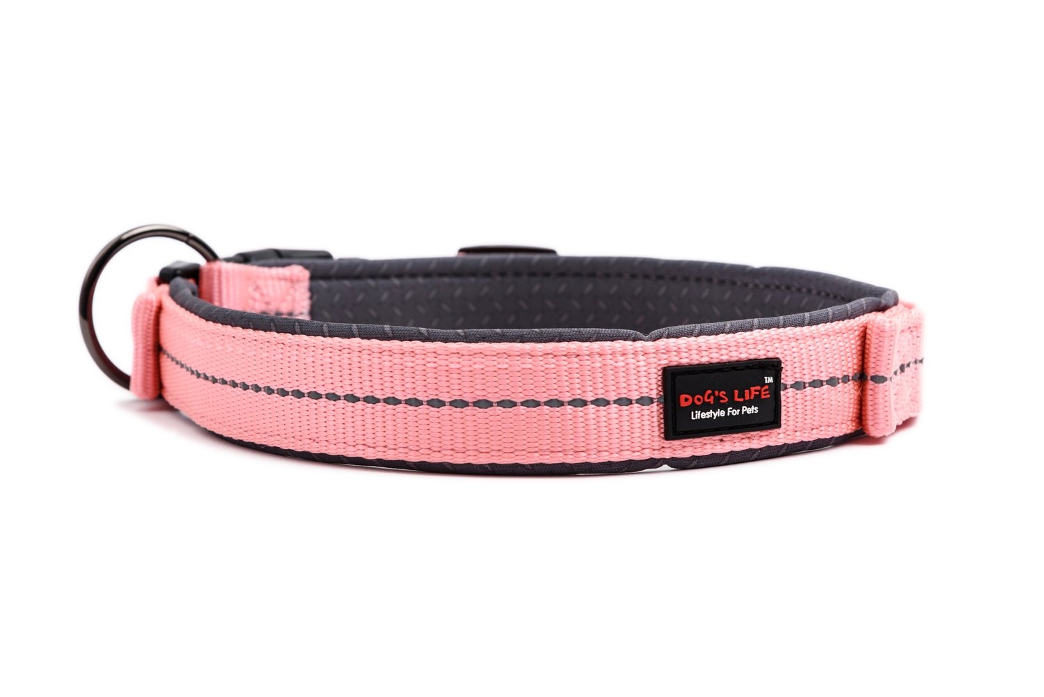 Reflective Supersoft Webbing Neoprene Collar Coral Pink