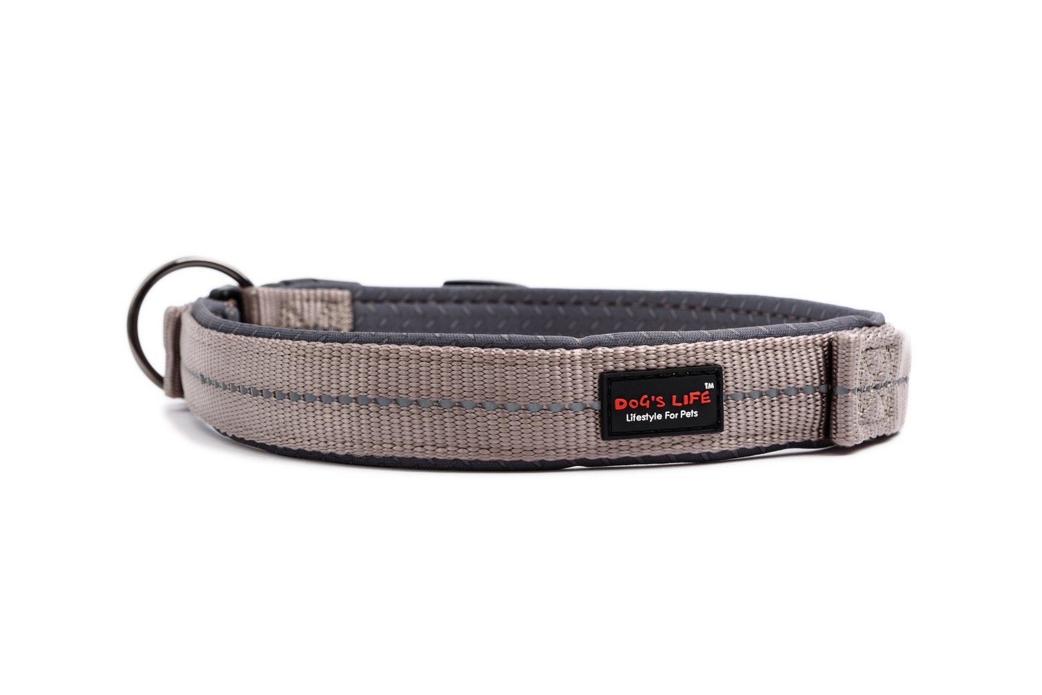 Reflective Supersoft Webbing Neoprene Collar Grey