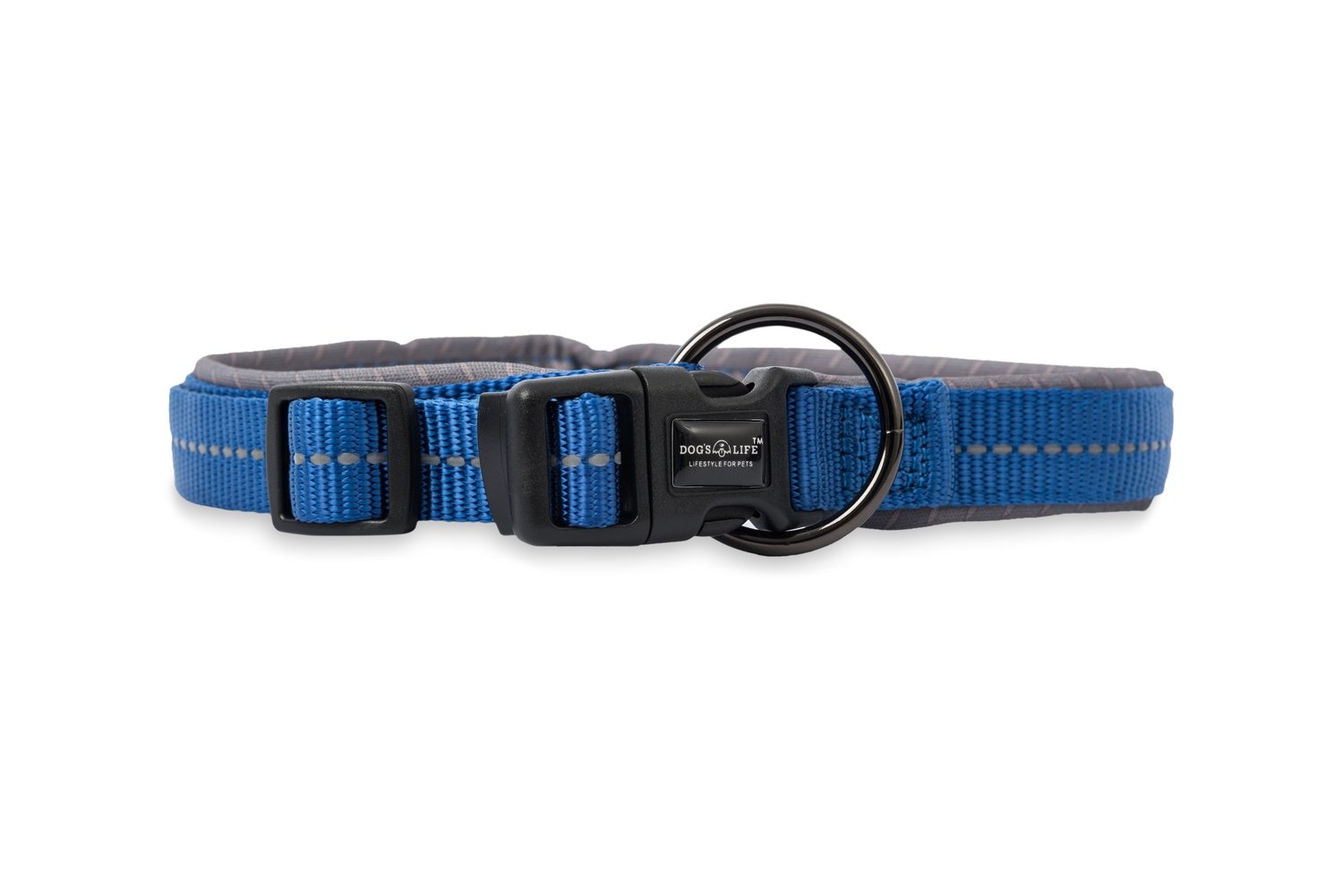 Reflective Supersoft Webbing Neoprene Collar Yale Blue