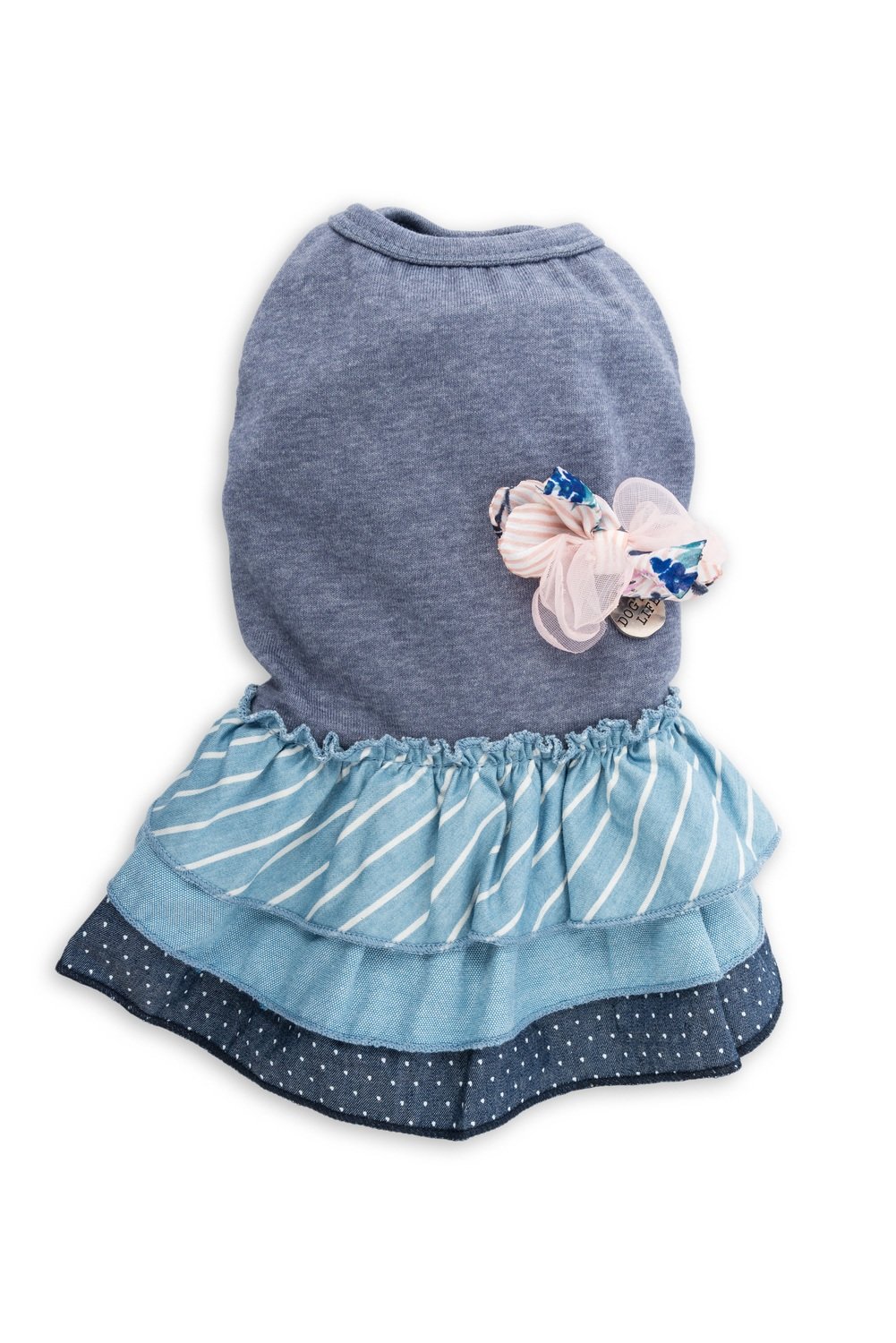 Petite Pinstripe Denim Skirt with Tank Top Blue