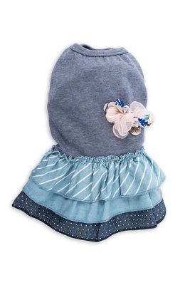 Petite Pinstripe Denim Skirt with Tank Top Blue