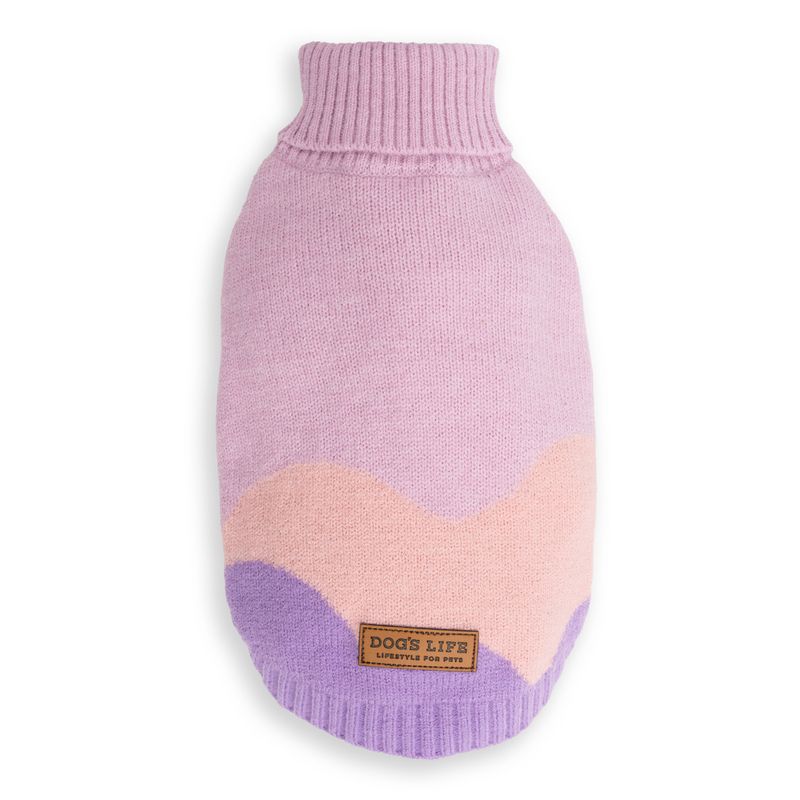 Polo Neck Wave Pullover Pink