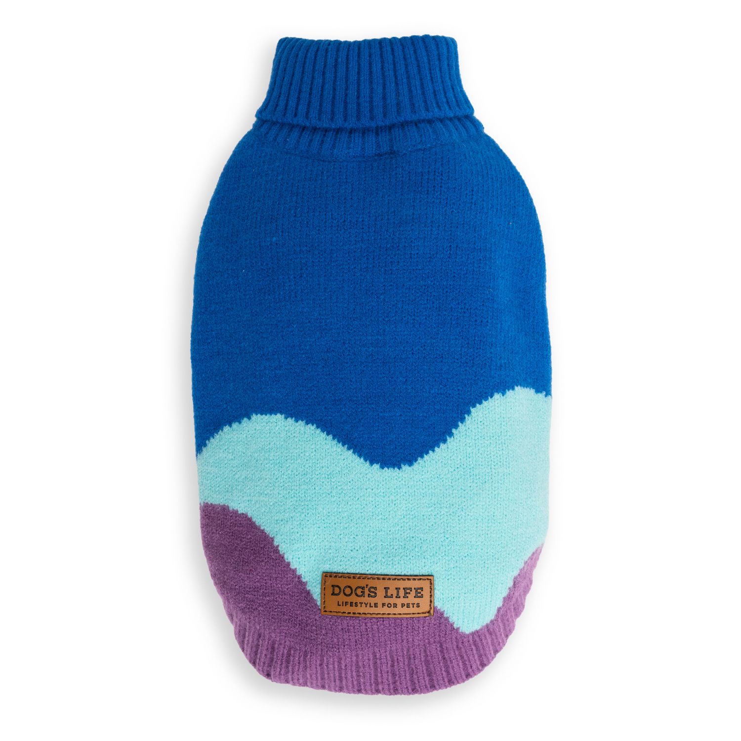 Polo Neck Wave Pullover Blue