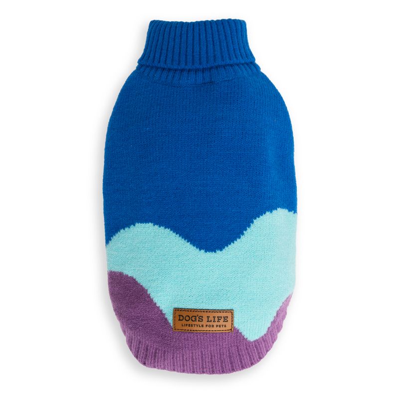 Polo Neck Wave Pullover Blue
