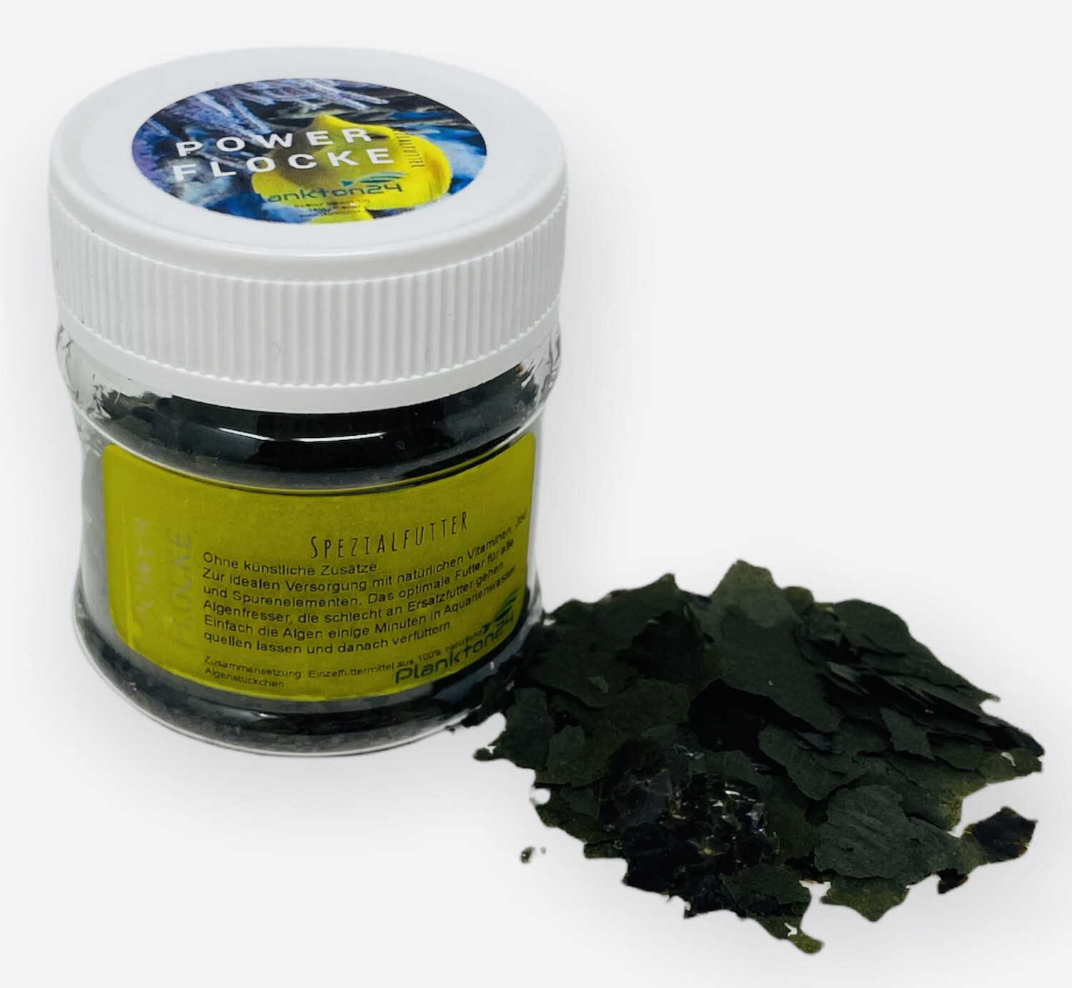Plankton24 POWER FLOCKE- Spezialfutter 50ml - 100% natürliche Algenstückchen