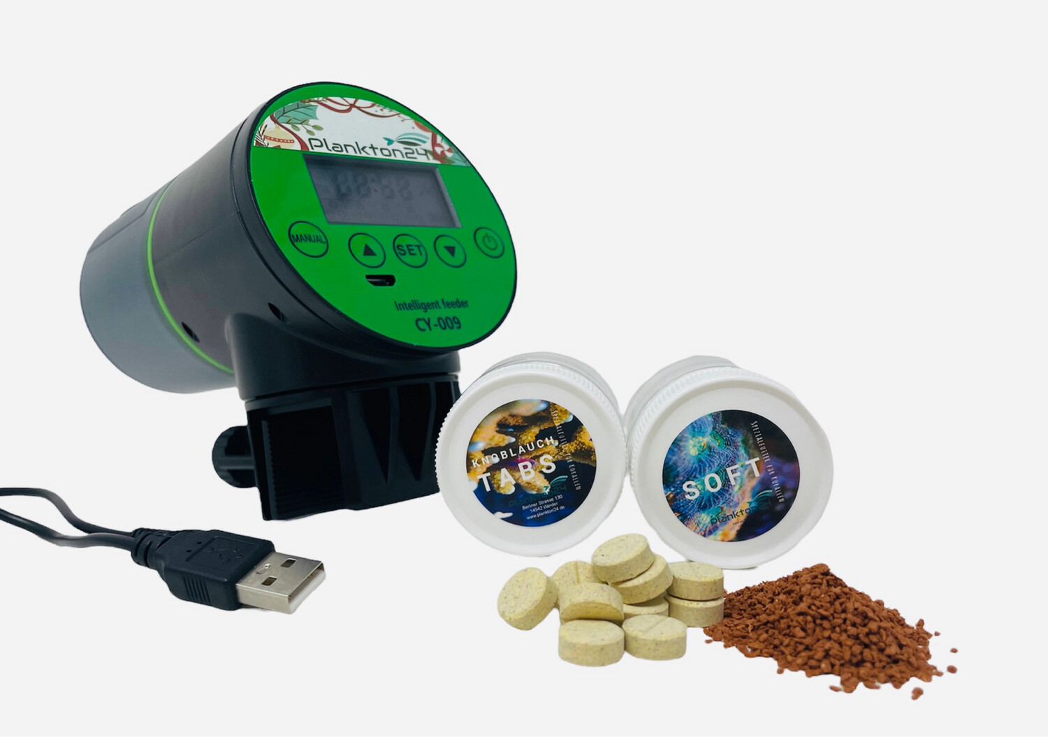 Plankton24 Futterautomat - Akku: Integrierter Lithium-Ion Akku mit 650 mAh - SOMMERAKTION Jetzt mit Gratis Futterpaket