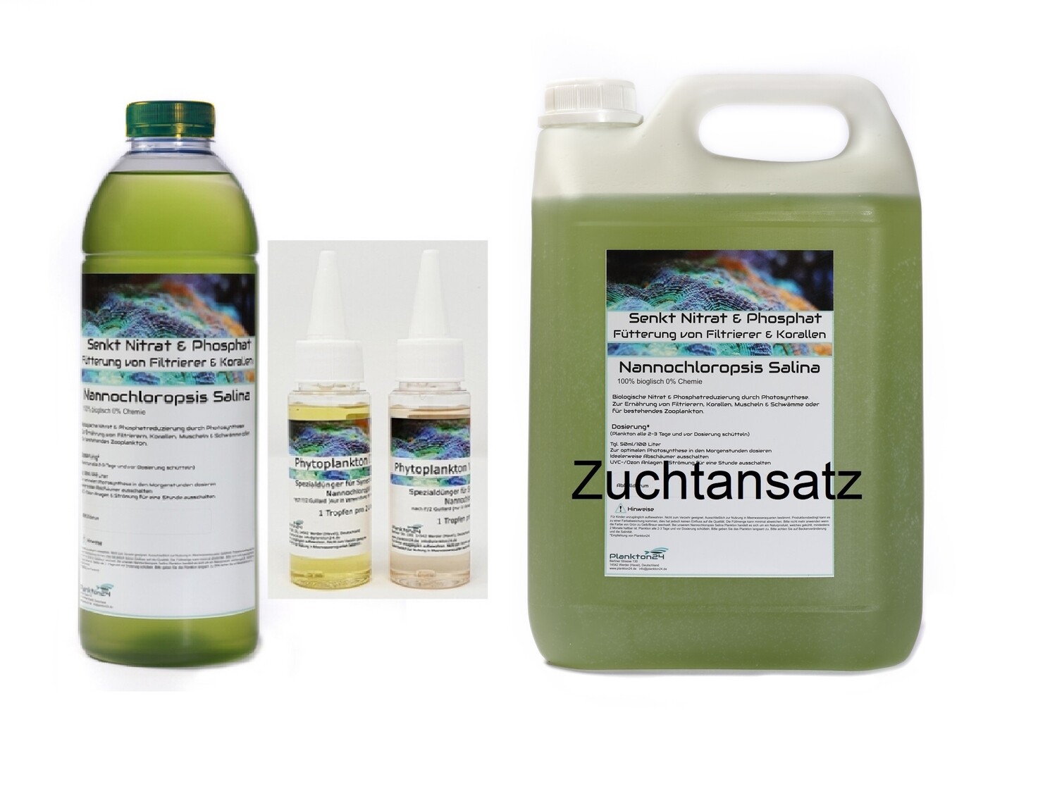 Zuchtansatz - Nannochloropsis wahlweise mit Dünger ( 1 Liter, 3 Liter, 5 Liter, 10 Liter )