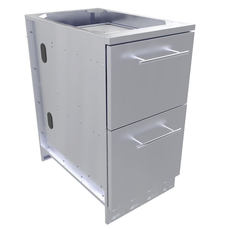 18&quot;Combo Paper Towel Holder/Cutlery Drawer with Cutting Board &amp; Insulated Ice Chest Dry Storage Drawer with Drain  - Item No. SBC18DPIC
